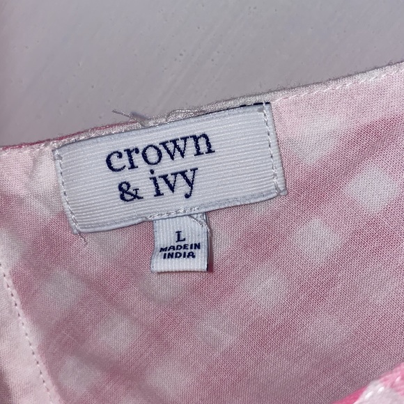 Crown & Ivy Pink Gingham Cotton Shift Dress NWOT SZ L - Picture 4 of 9
